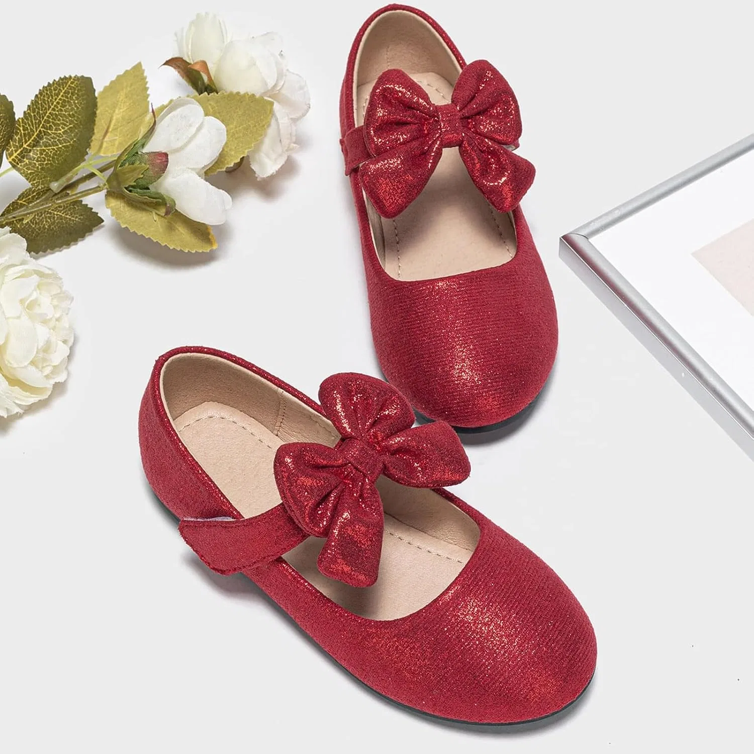 Детские балетки для девочек с бантом Mary Jane Shoes Ballet Bow, Red — фото 2