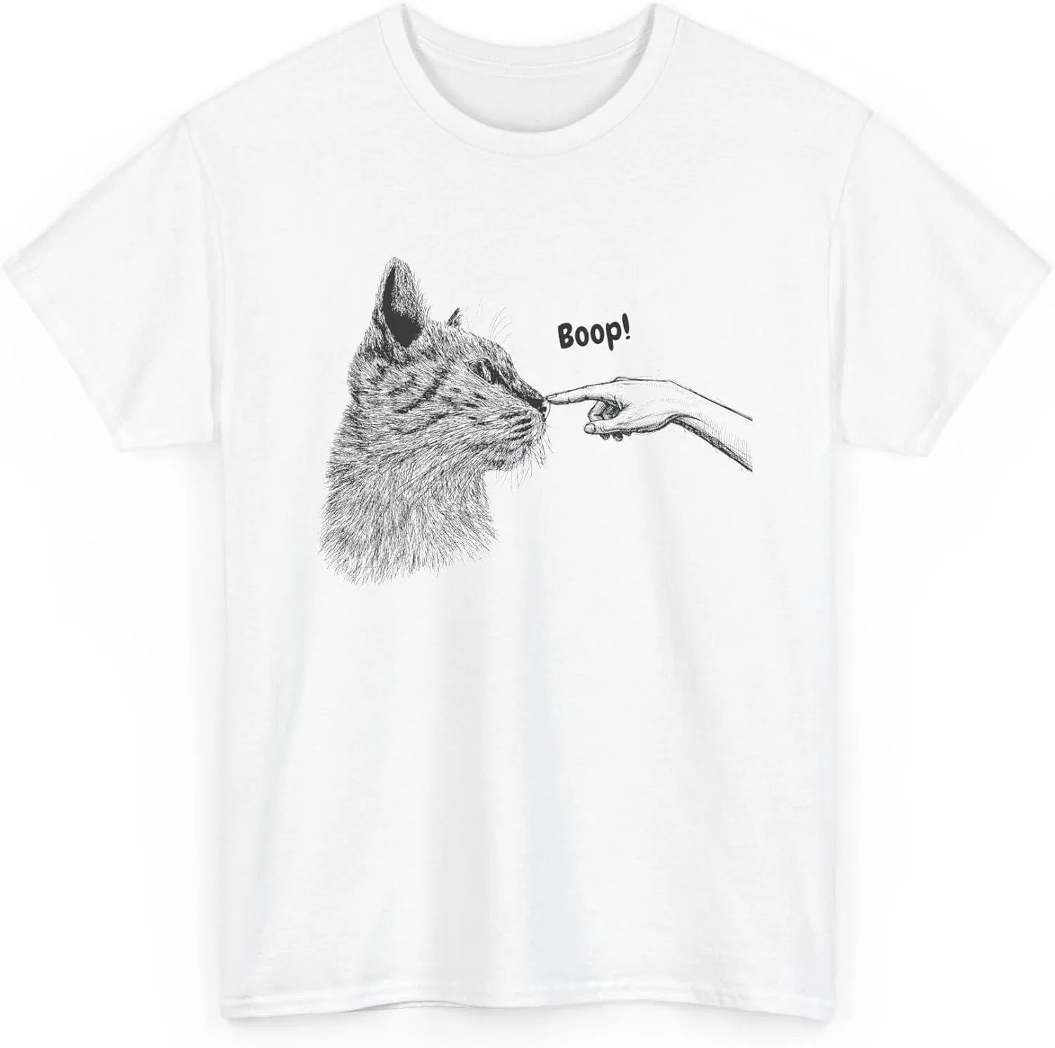 Женская футболка с принтом Boop Cat, белый