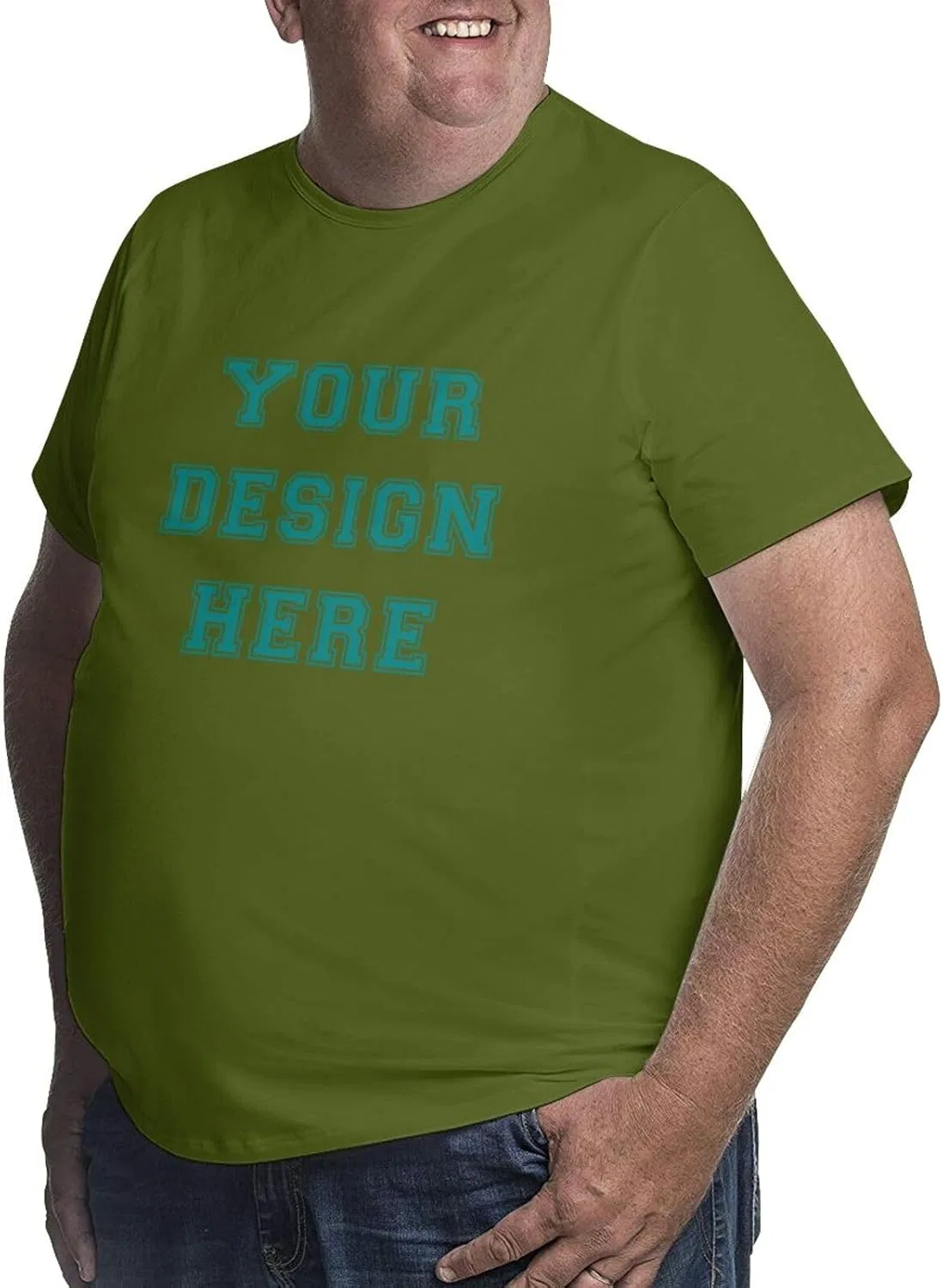 Мужская футболка свободного кроя Custom Big and Tall, Moss Green — фото 2
