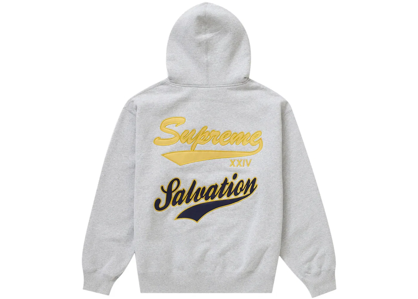 Мужская худи на молнии с вышивкой Supreme Salvation XX Zip Up Hooded Sweatshirt Supreme, Heather Grey — фото 2