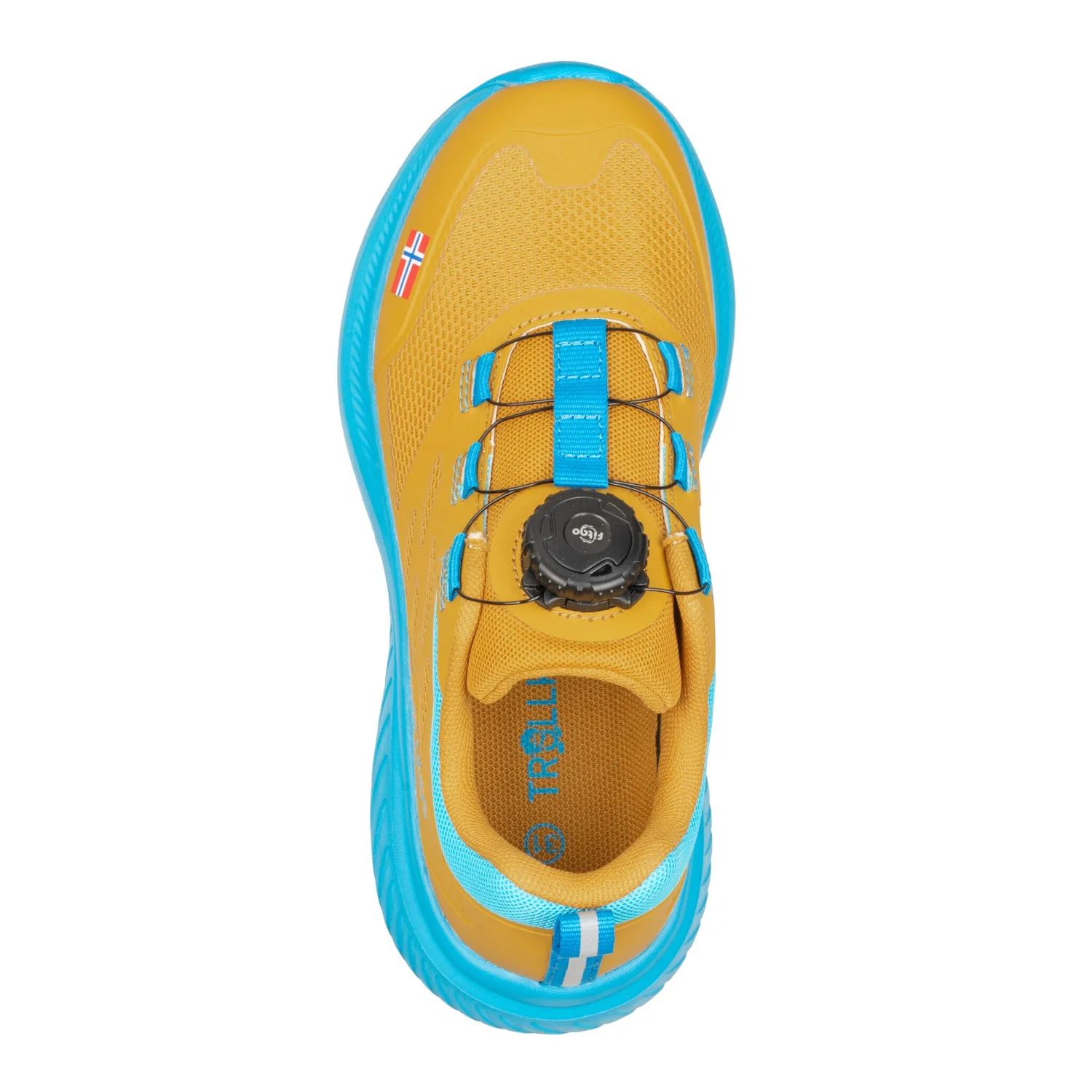 Детские кроссовки с фитго-застежкой KIDS BRYGGEN SNEAKER TROLLKIDS, Mustard/Dynamic Blue — фото 4
