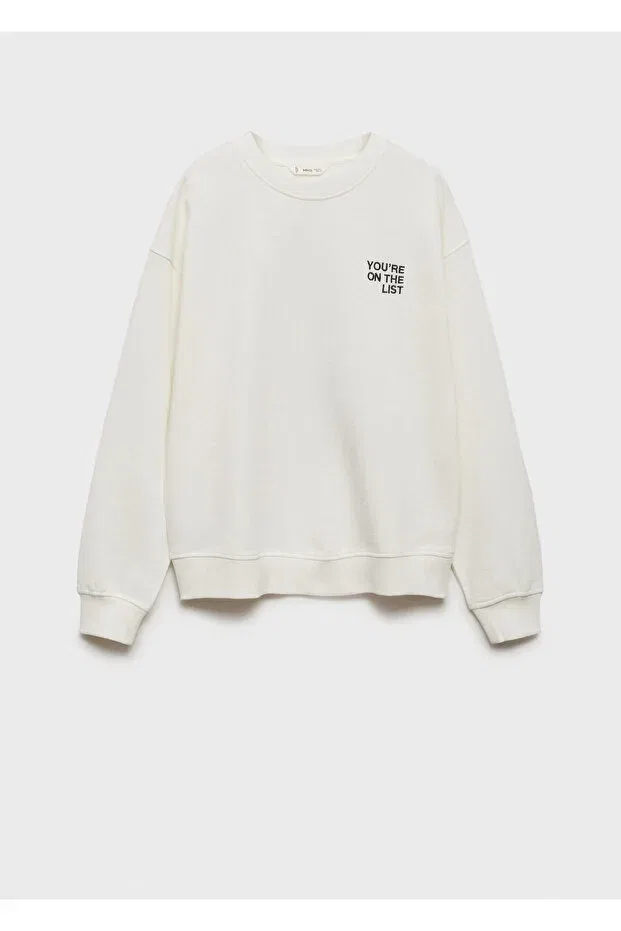 Детские свитшот для девочек хлопковый с принтом Mango, Off White