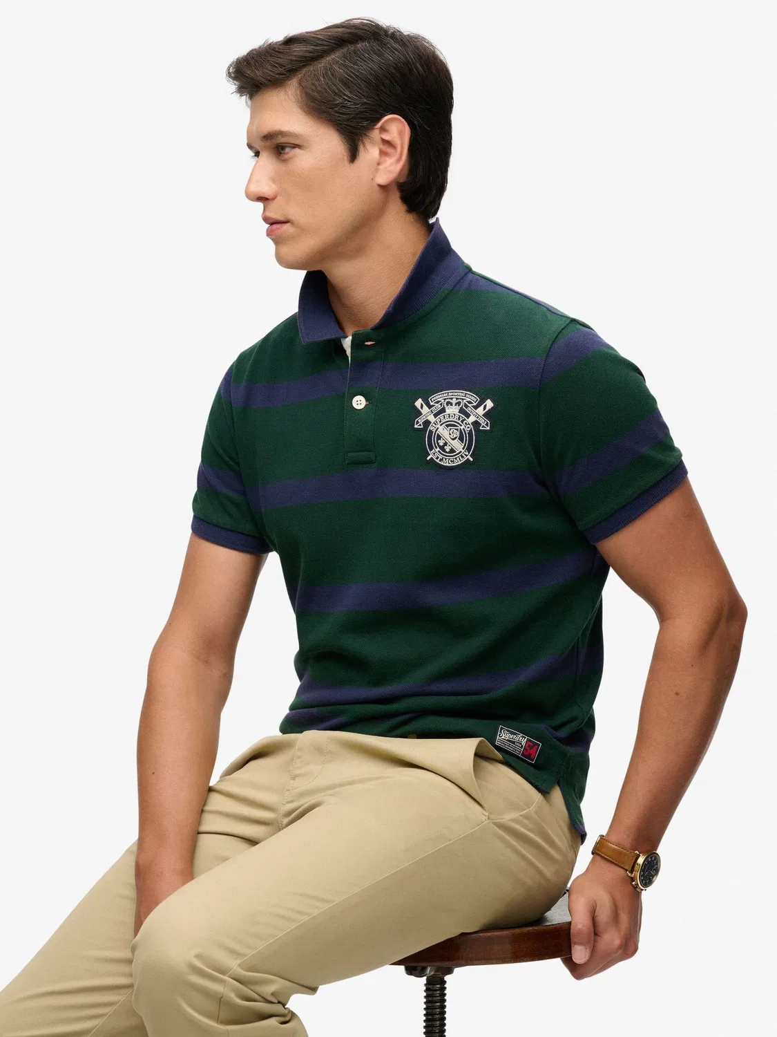 Поло Superdry Crest Stripe, синий
