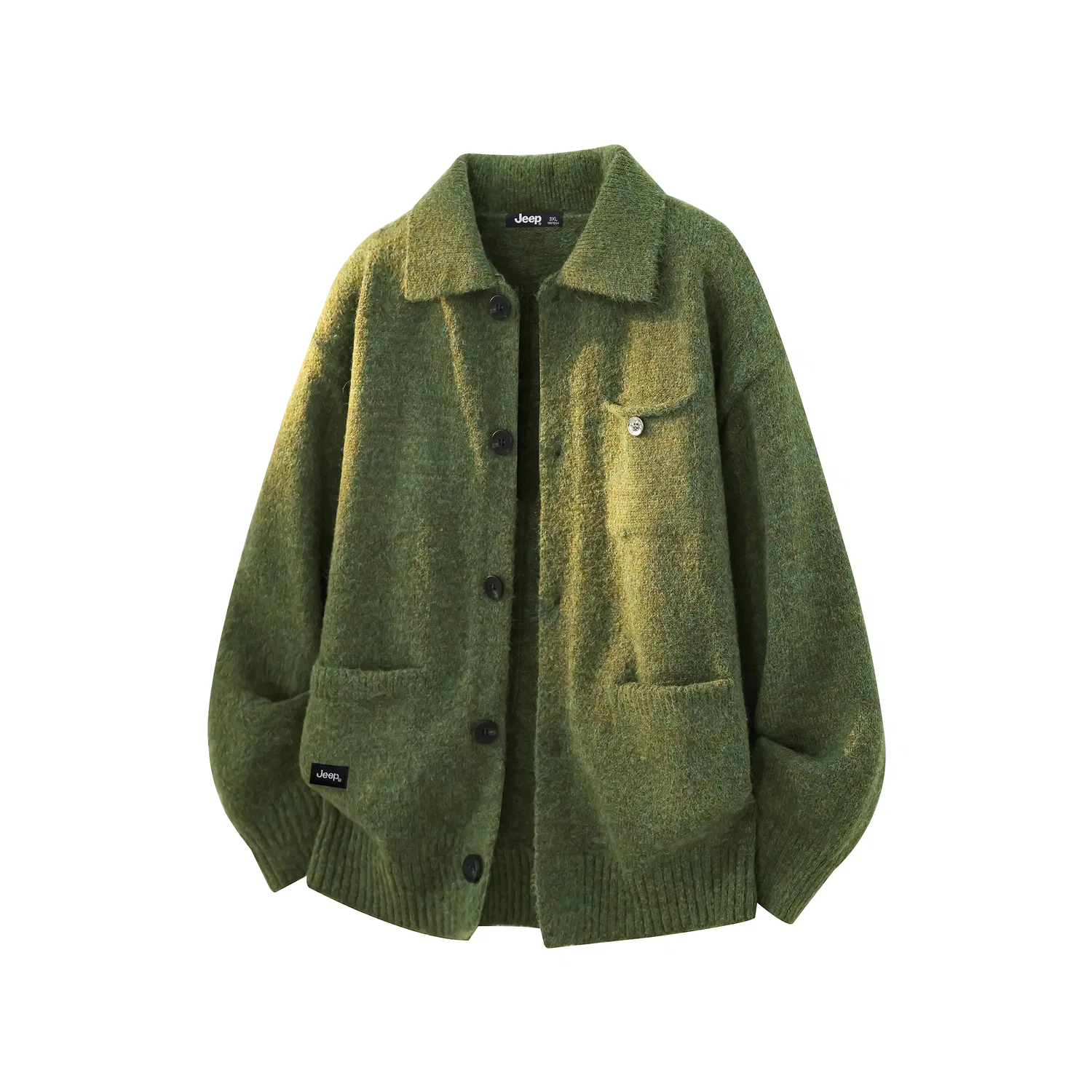 Детский свитер с отложным воротником, утепленный, прямого кроя, Jeep, Army Green