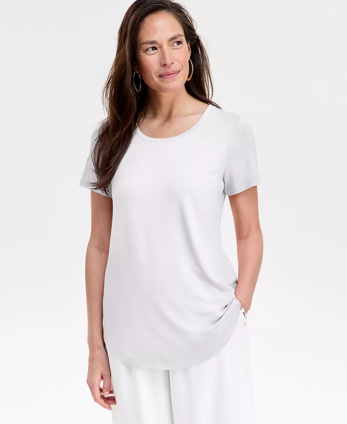 

Женский топ с круглым вырезом и короткими рукавами JM Collection, синий