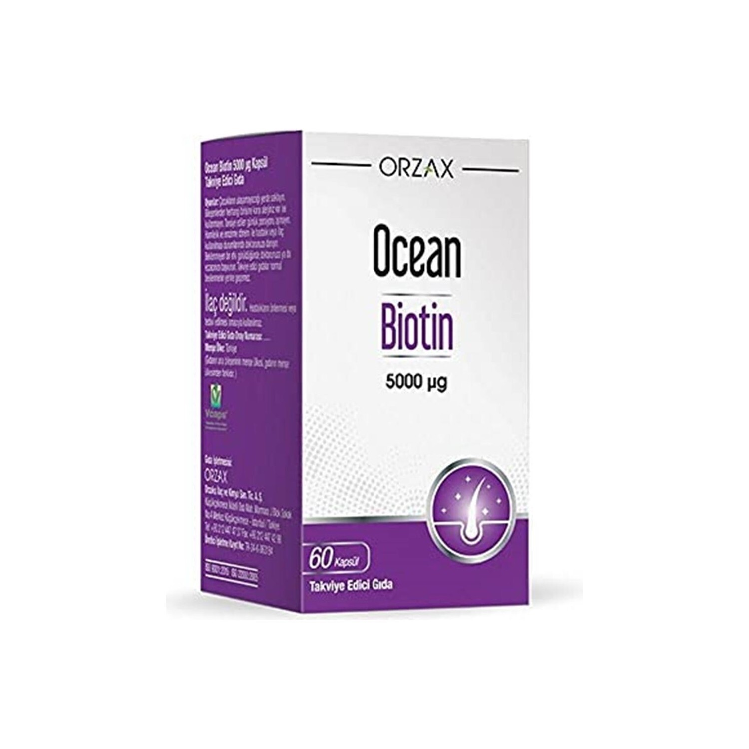 

Добавка Ocean Biotin, 60 капсул 5000 мкг.