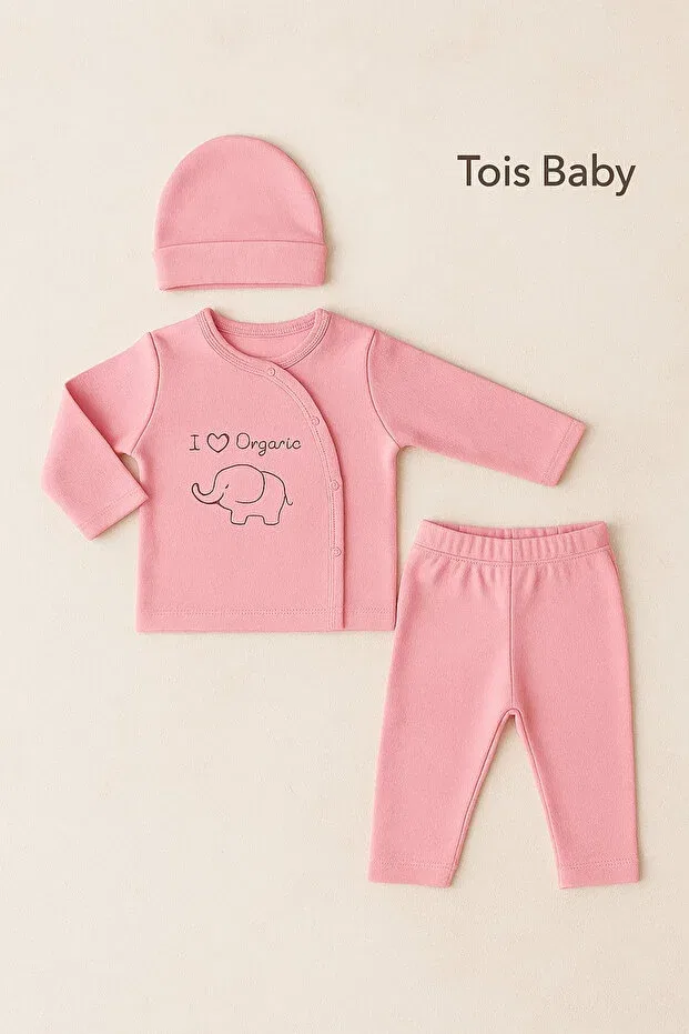 Детский комплект для новорожденных с принтом Elephant Pattern Malzek, Pink — фото 3