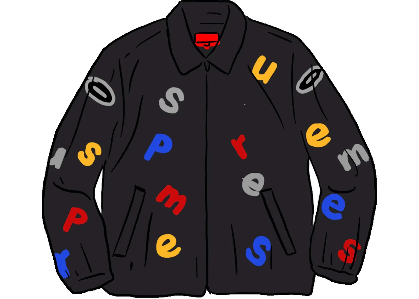 Мужская куртка из кордуры с принтом Supreme Vanson Leathers Letters Jacket, Black