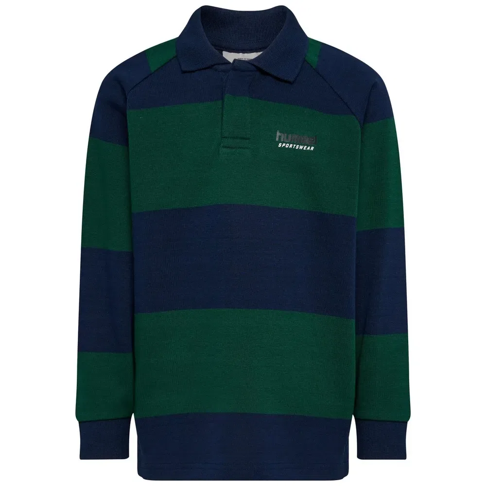 Детское поло для девочек с длинным рукавом Hummel Loose Striped, Blue — фото 4