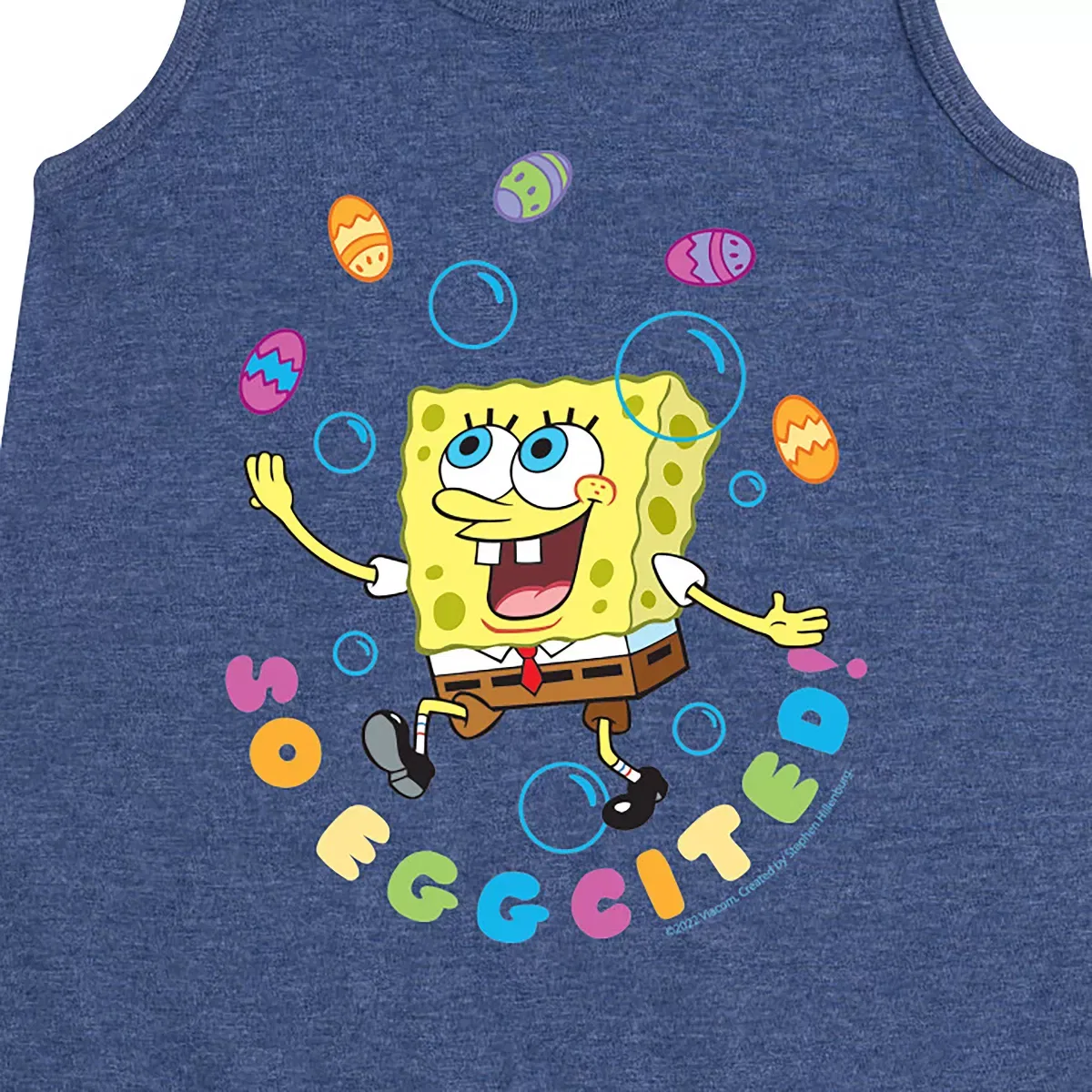 Детское платье-трапеция без рукавов SpongeBob Squarepants So Eggcited SpongeBob SquarePants, Heather Navy — фото 2