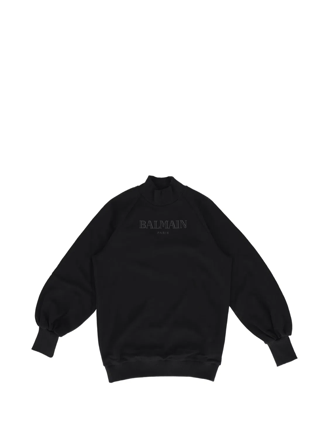 Balmain Свитшот с высоким воротом, черный хлопок