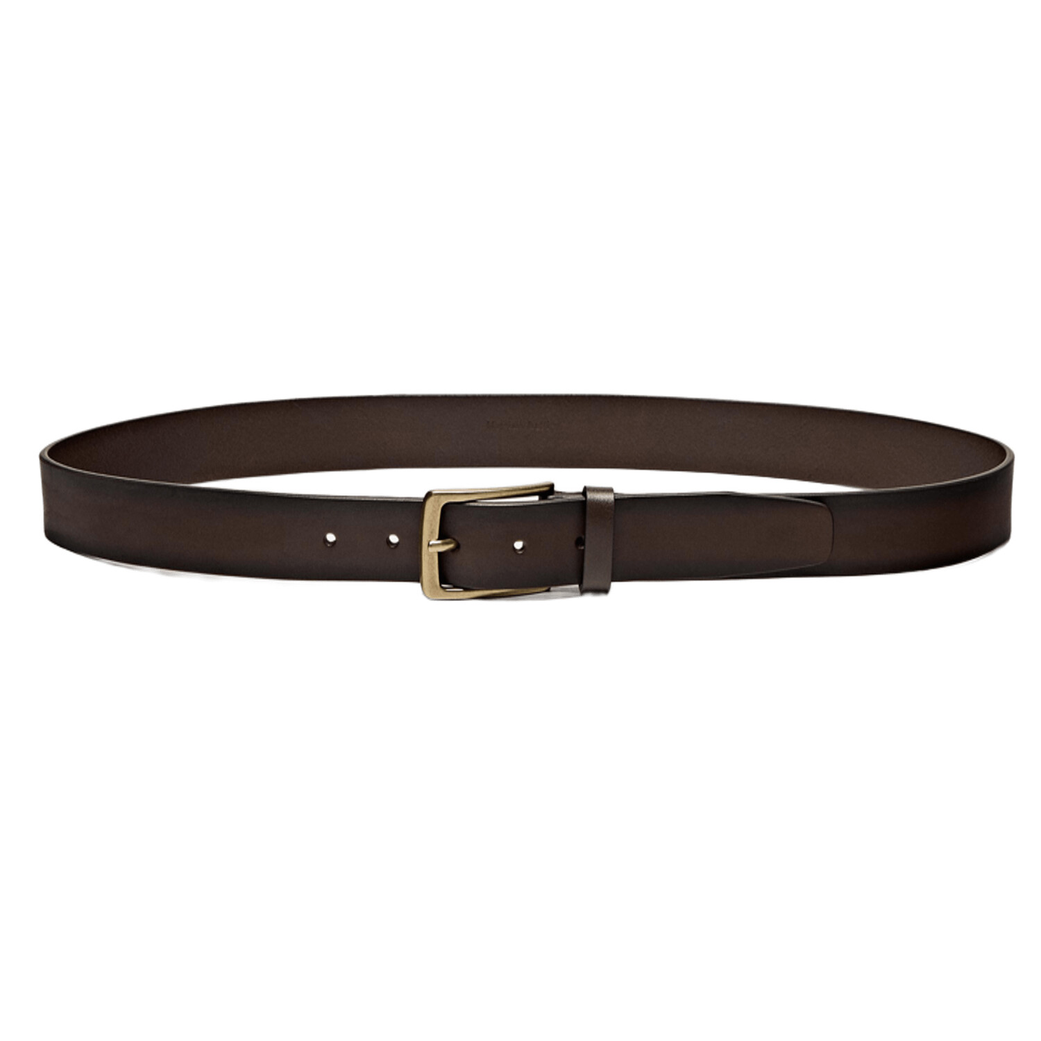 

Ремень из кожи наппа с прямоугольной пряжкой Massimo Dutti, коричневый