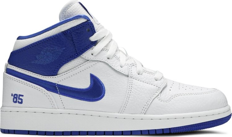 

Кроссовки Air Jordan 1 Mid GS 85, белый, Белый;синий, Кроссовки Air Jordan 1 Mid GS 85, белый