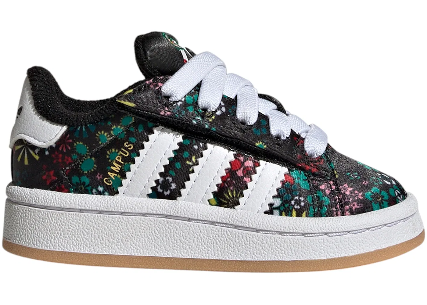 Детские кроссовки Lifestyle с застежкой-липучкой Adidas Campus 00s Comfort Closure Liberty London Black Floral, Core Black/Cloud White/Gold Metallic
