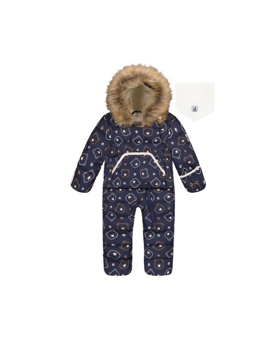 Детский зимний комбинезон-слинг для автокресла с принтом Teddy Bears Deux par Deux, Blue Printed Teddy Bears