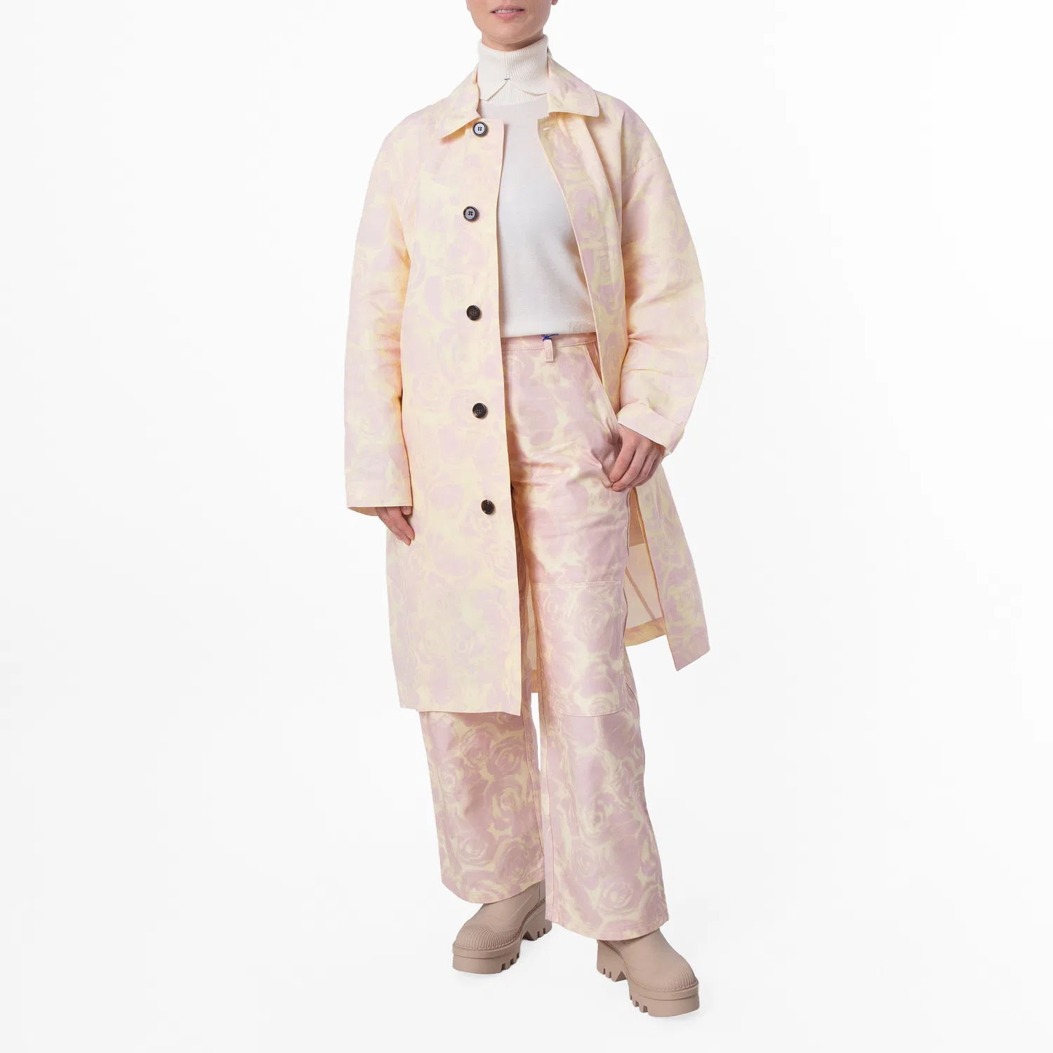 Пальто с принтом Rose Print Taffeta Coat Burberry, Cameo Ip Pattern — фото 2