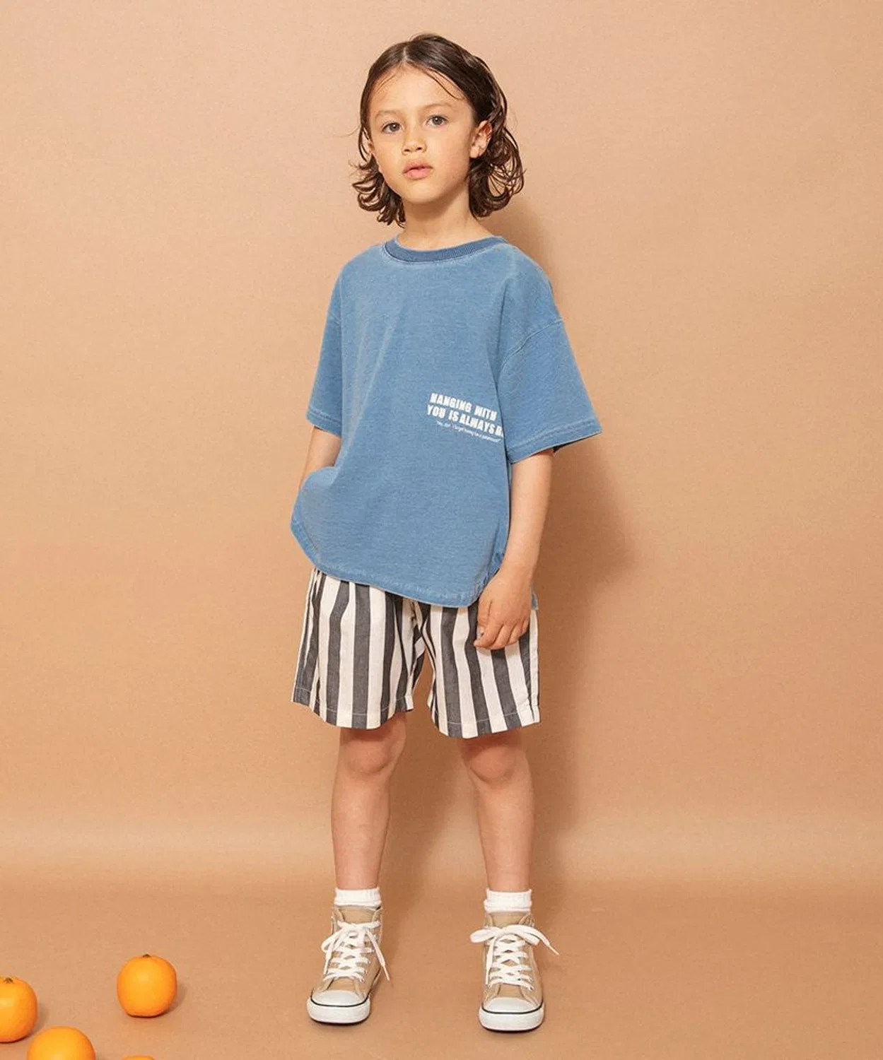Детская футболка с принтом Indigo Round Hem T-shirt, branshes, Navy — фото 4