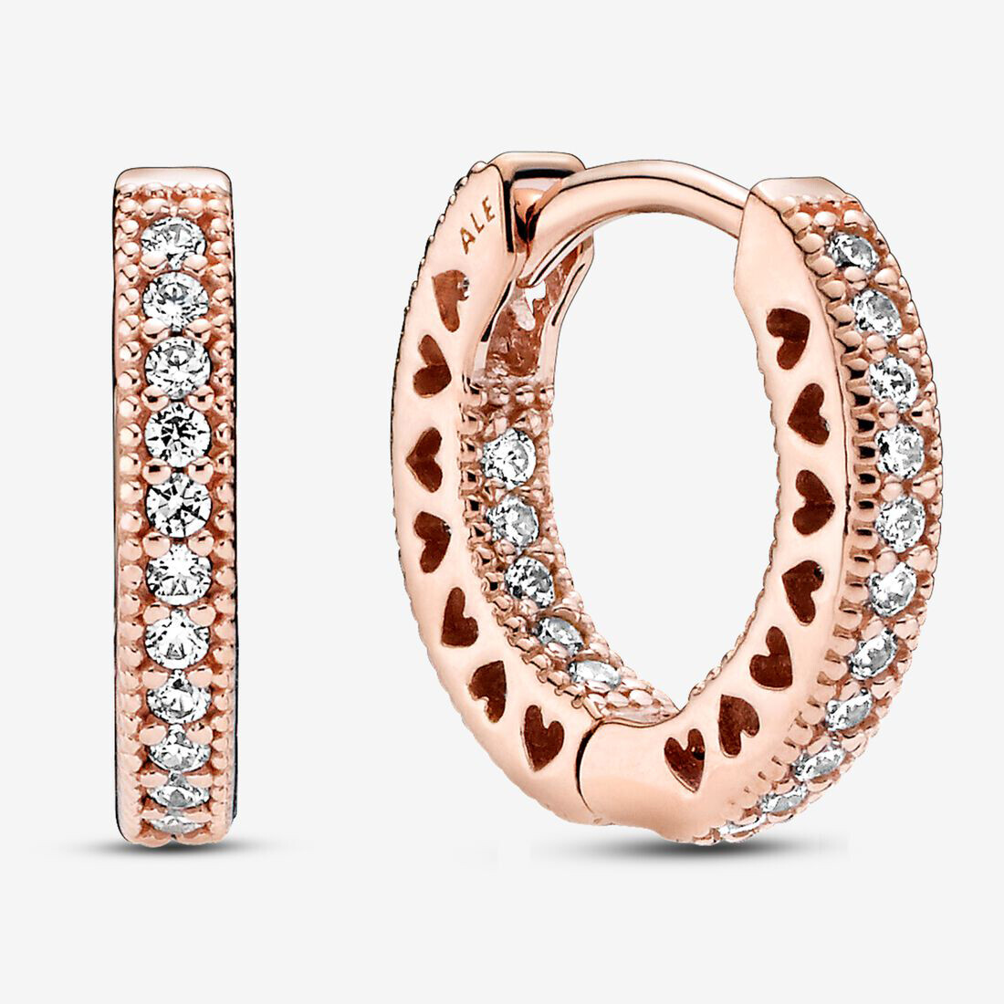 

Серьги Pandora Pavé Heart, розовое золото