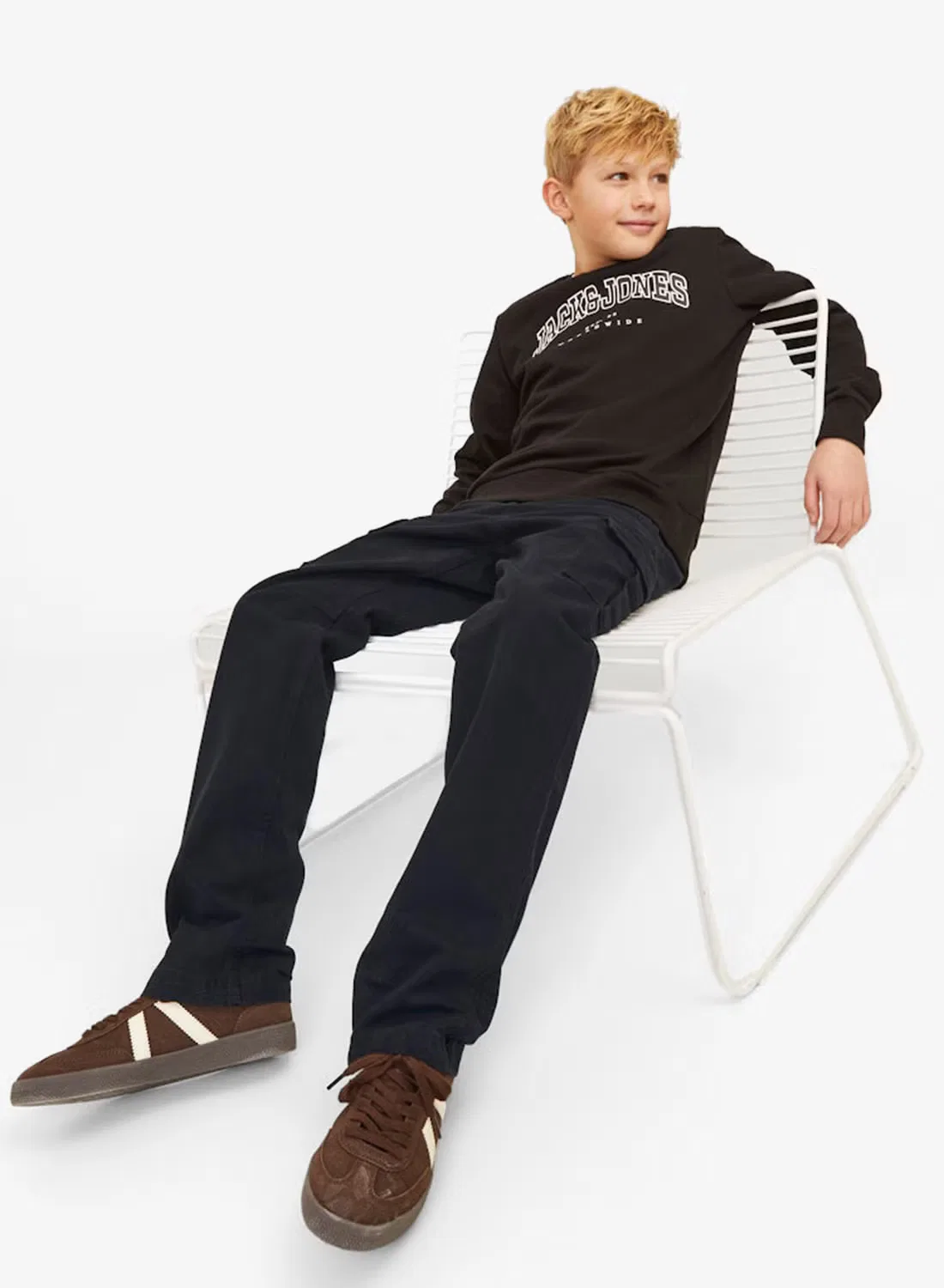 Брюки карго с карманами черные Jack & Jones Junior, черный — фото 4
