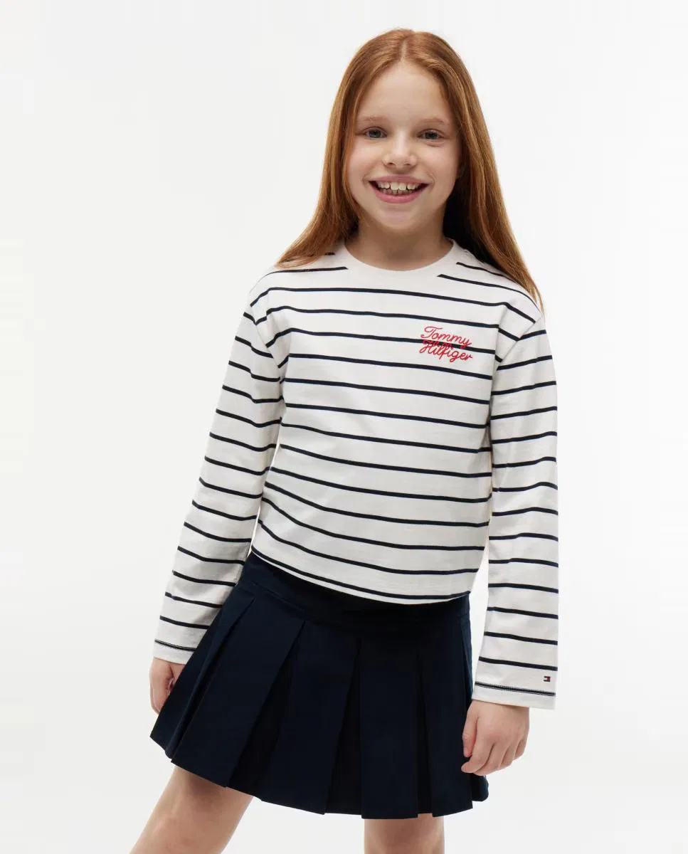 Детская футболка с длинным рукавом, Logo, Tommy Hilfiger, белый