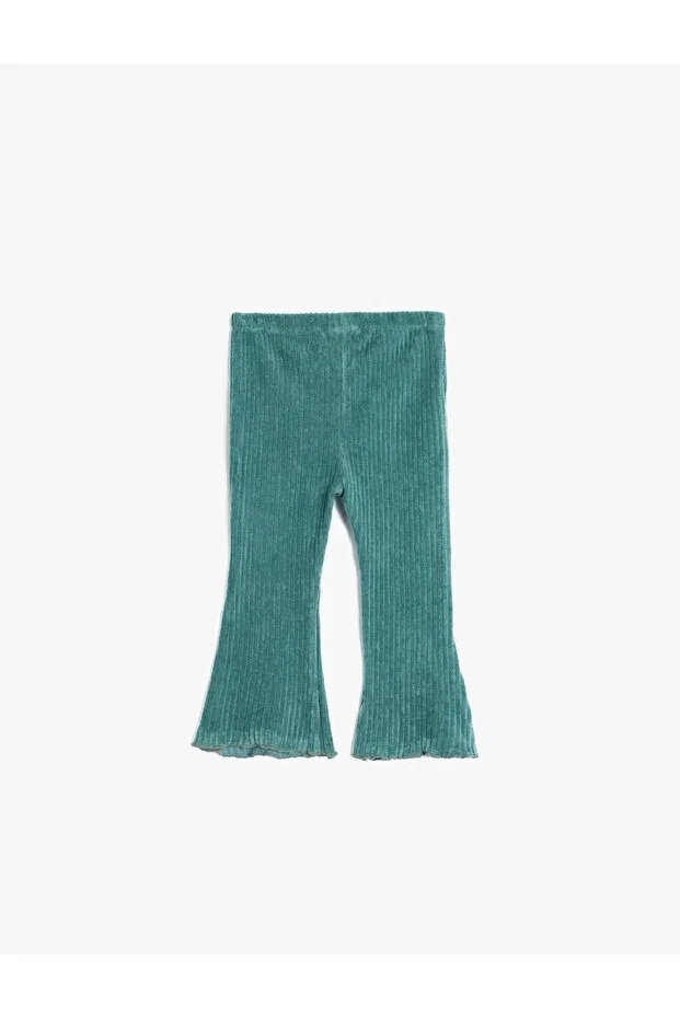 Детские леггинсы для девочек с принтом Spanish leg ribbed elastic waist leggings Koton, Green
