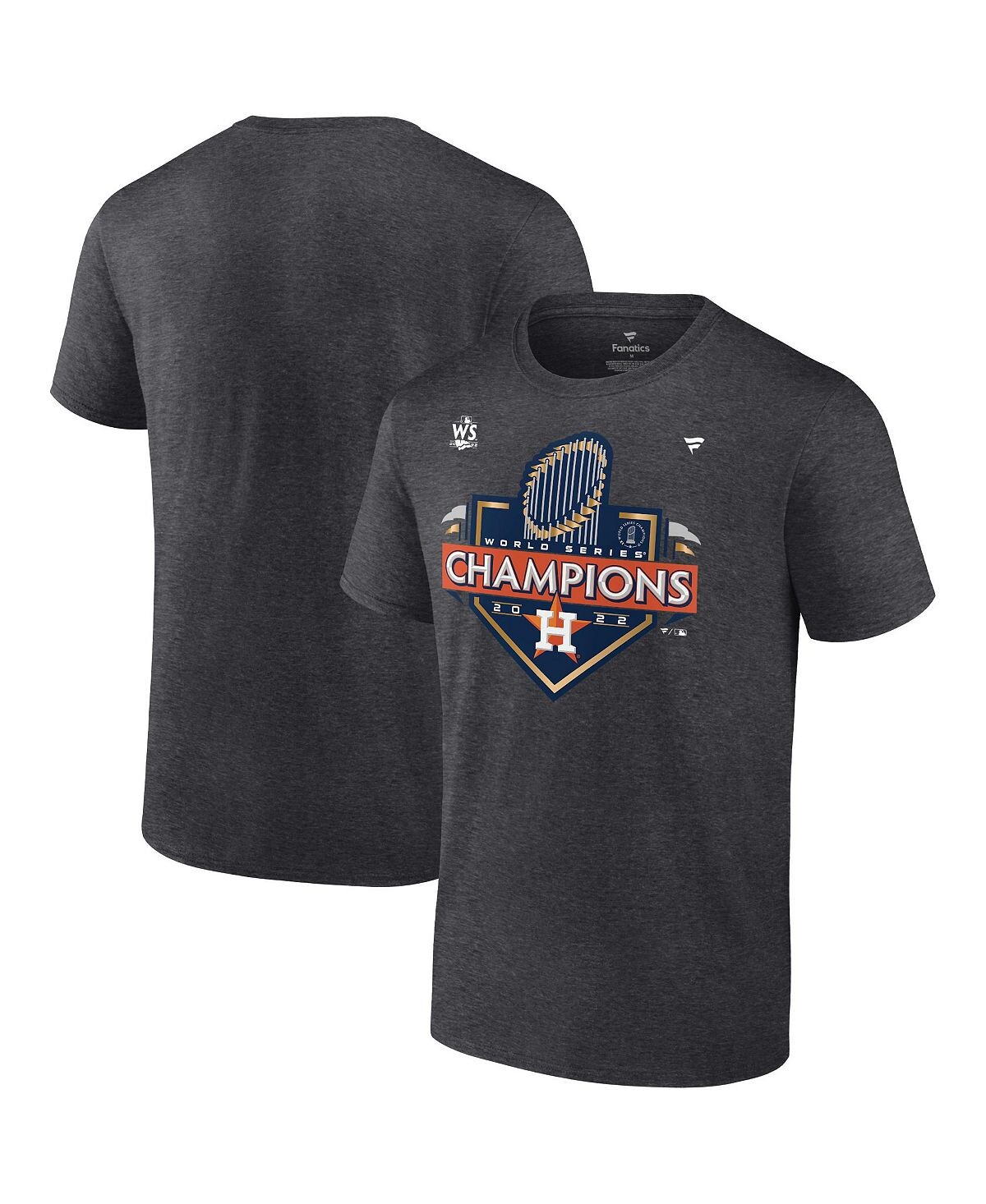 

Мужская фирменная футболка heather charcoal houston astros 2022 world series champions в раздевалке с коротким рукавом Fanatics, мульти