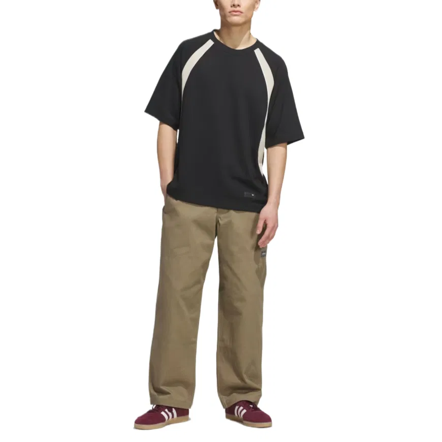 Футболка с круглым вырезом, умеренная, Adidas Originals, Black/Khaki Three — фото 4