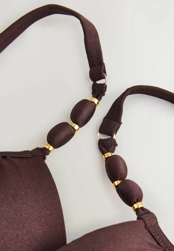 Топ бикини с пайетками Padded wired beaded Next, chocolate brown high shine, коричневый/шоколадный — фото 3