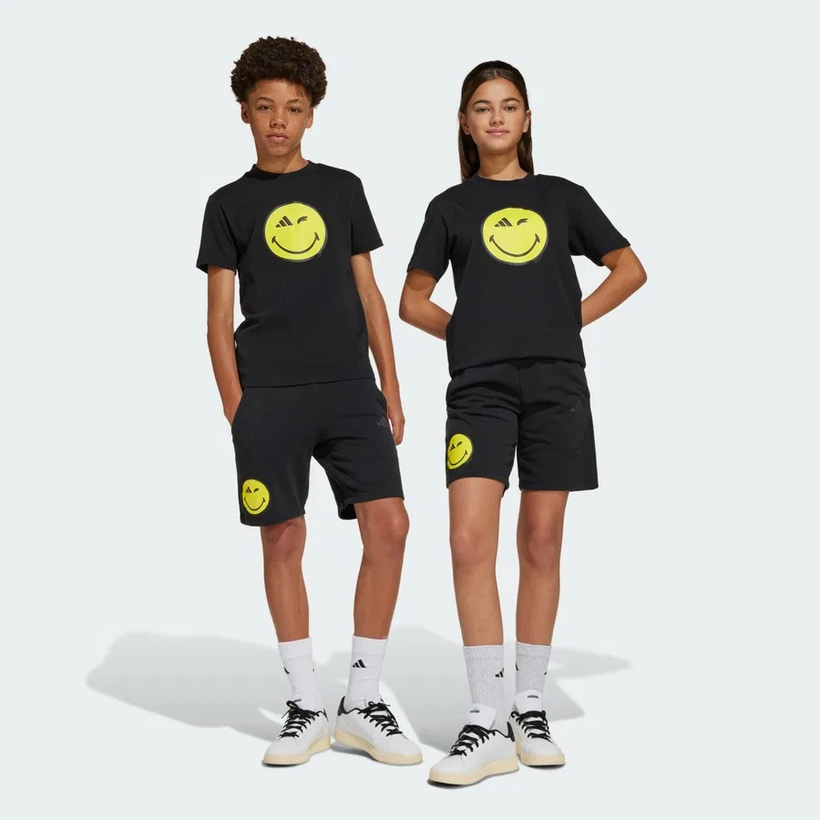 Детские шорты с принтом adidas x Smileyworld, adidas, Черно-желтый