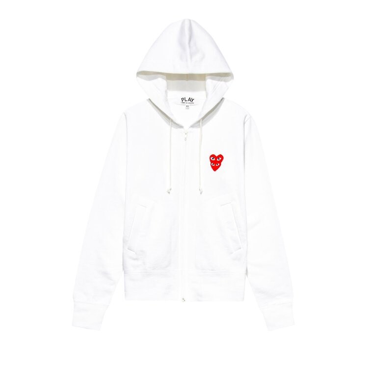 

Толстовка Comme des Garçons PLAY Heart Logo Zip Up Hooded Sweatshirt 'White', белый