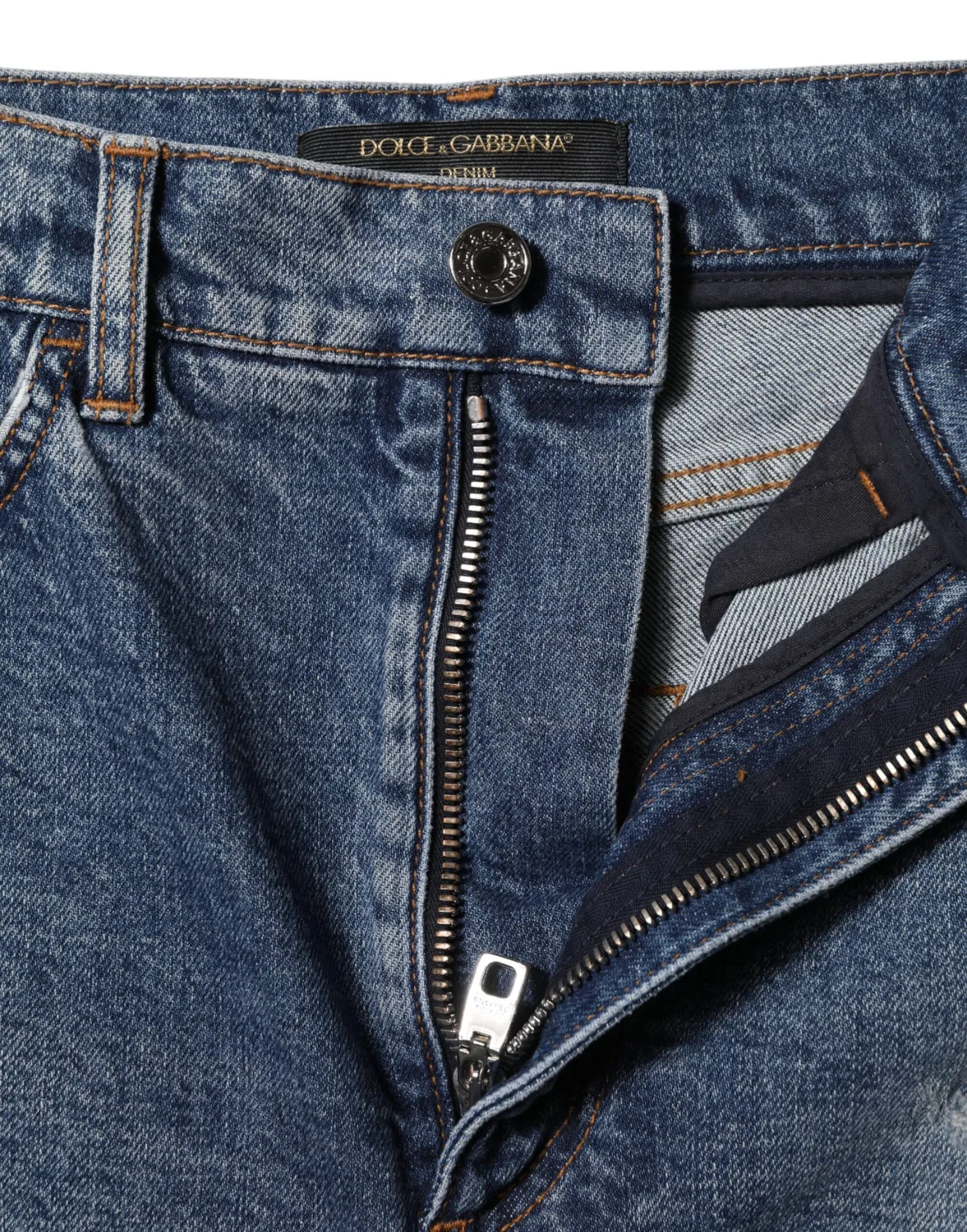 Женские джинсовые шорты с завышенной талией и рваным эффектом High Waist Denim Shorts Dolce & Gabbana, Blue — фото 4