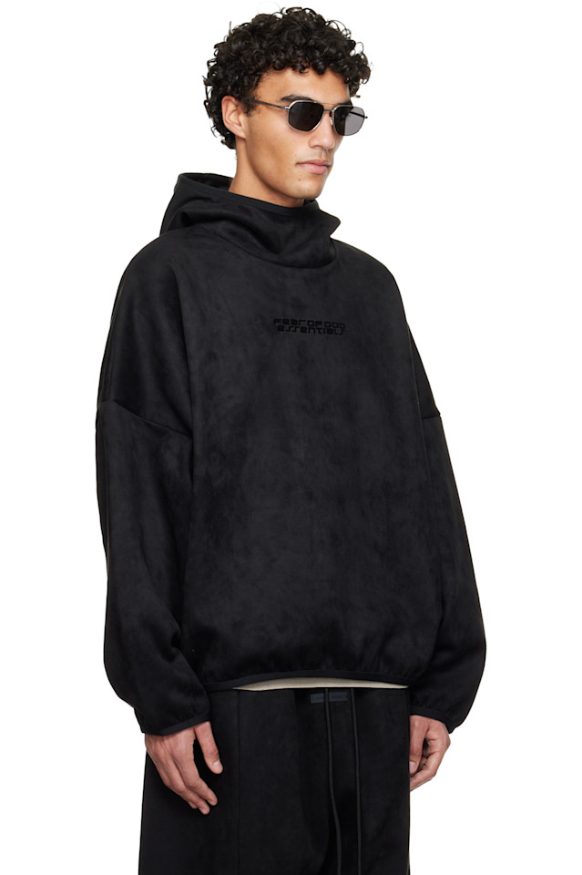 Fear Of God Essentials Черная праздничная толстовка из искусственной замши в современном стиле — фото 2