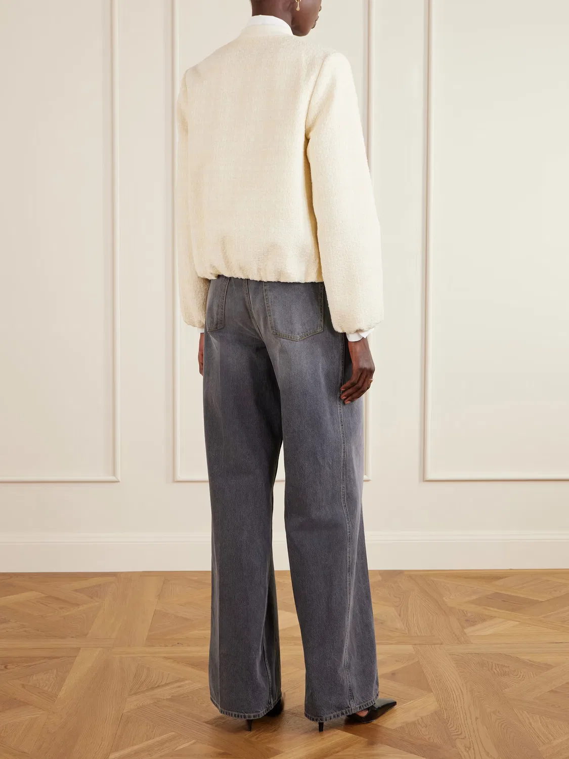 Куртка Gucci из букле из смесовой хлопковой ткани, с эластичным поясом, слоновая кость — фото 4