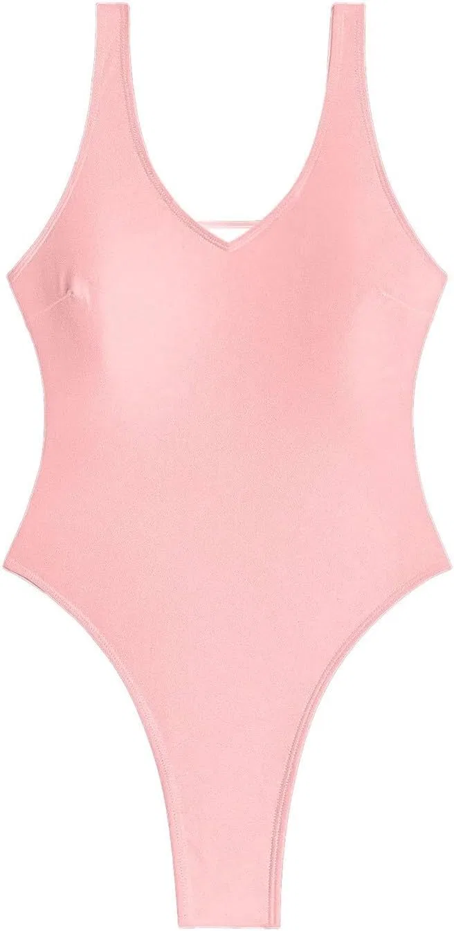 Женский цельнокроеный купальник с утяжкой живота Generic, Light Pink — фото 3