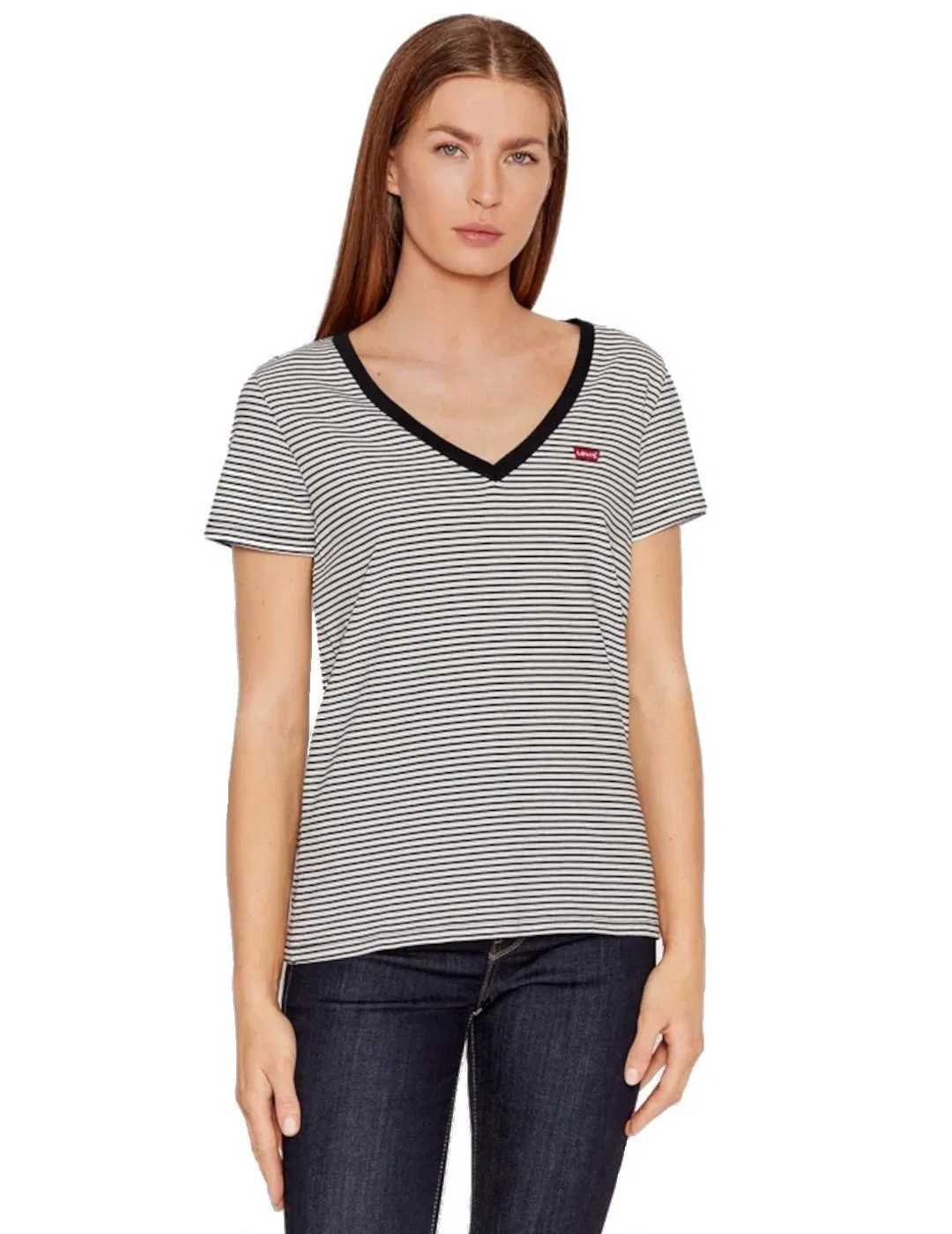 Женская футболка с V-образным вырезом Perfect Levi's, Weiß Bunt — фото 2