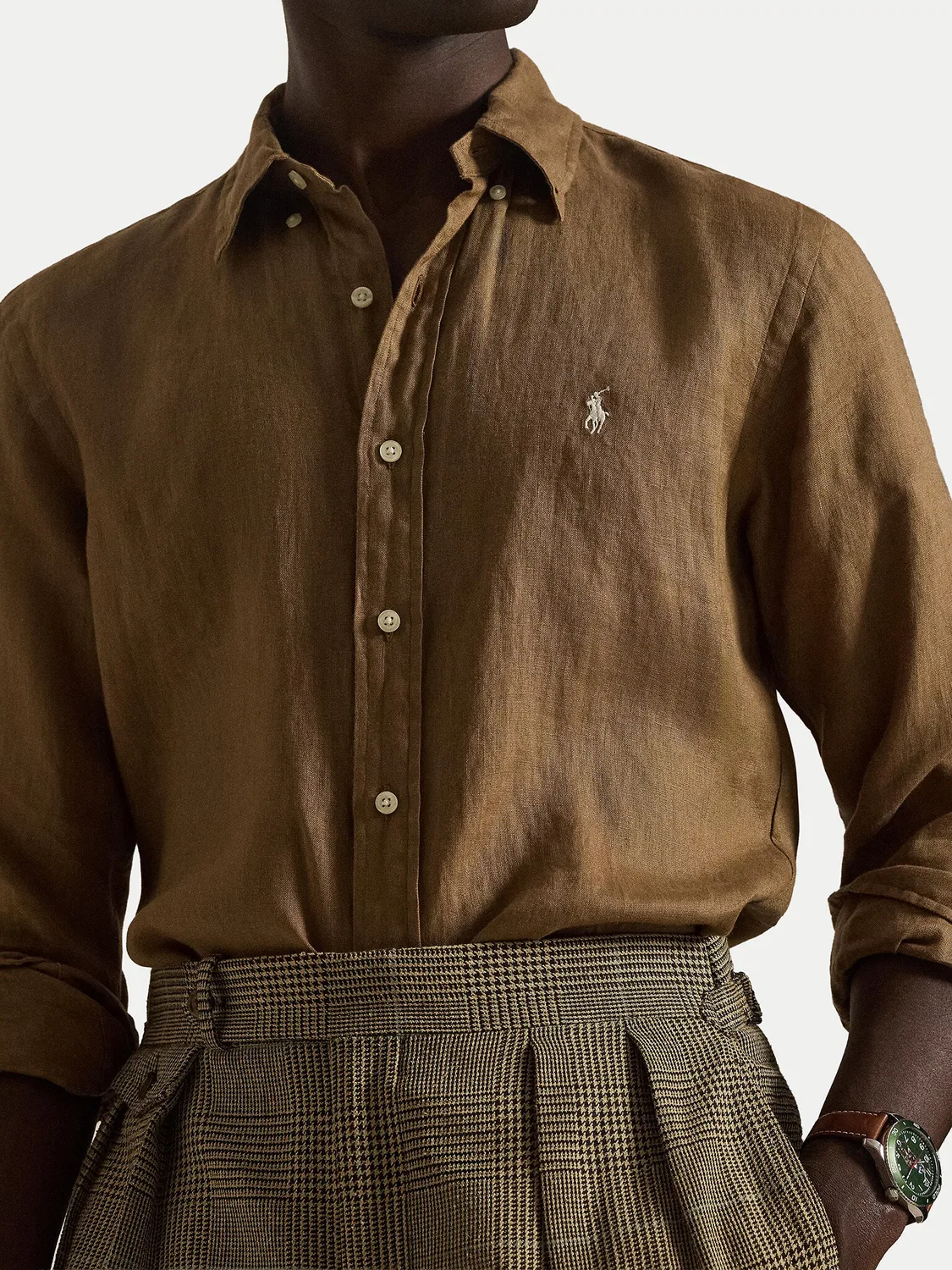 Мужская рубашка стандартного кроя Polo Ralph Lauren, коричневый — фото 4