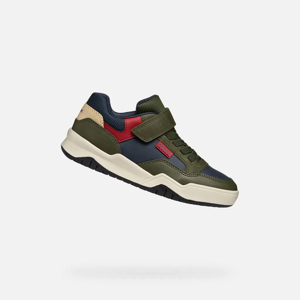 Детские кроссовки J Perth Geox, Olivgrun Kosmosblau