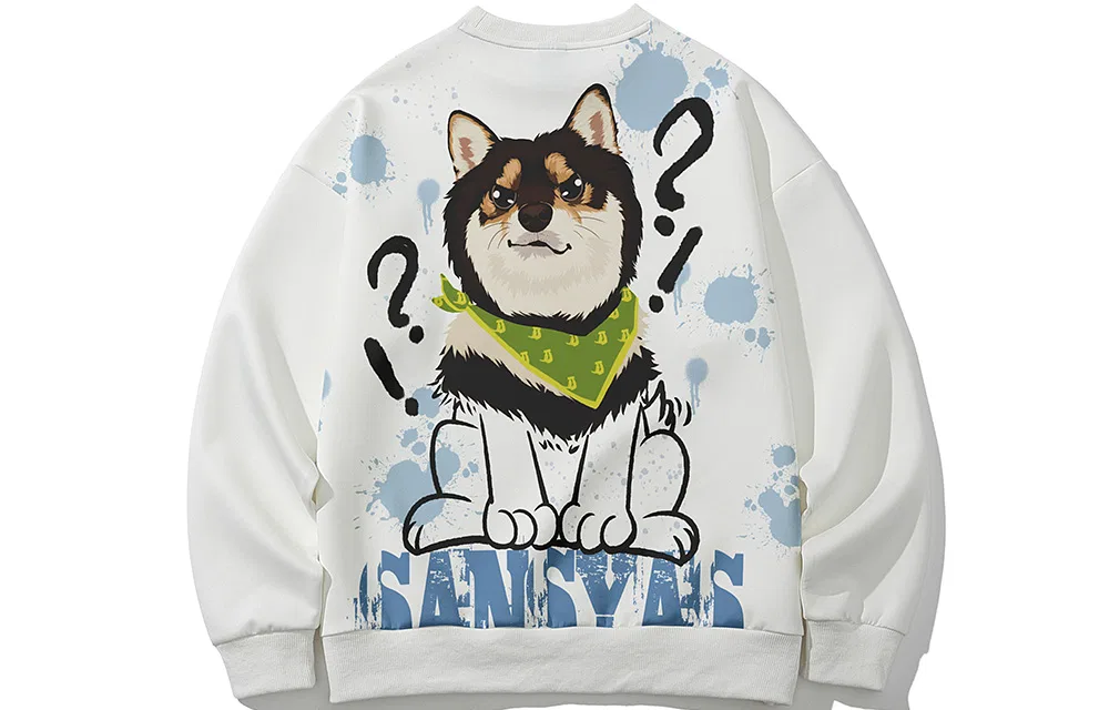Детский свитшот унисекс с круглым вырезом с принтом White Shiba Inu SANSYAS