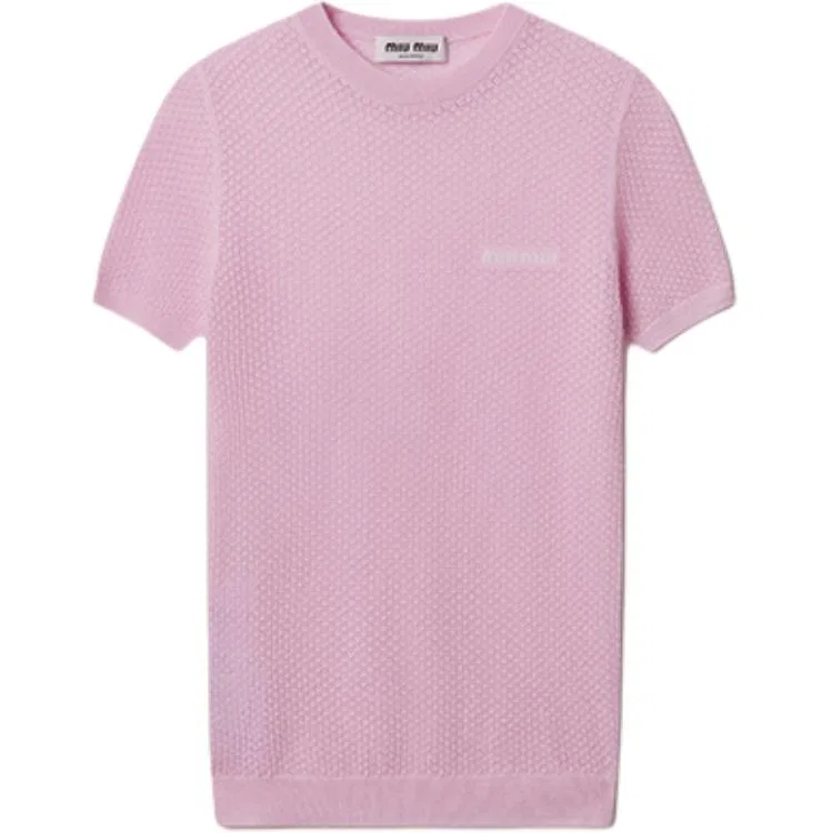 Женский джемпер с круглым вырезом Crewneck Knitted Top, MIU MIU, Snow Pink