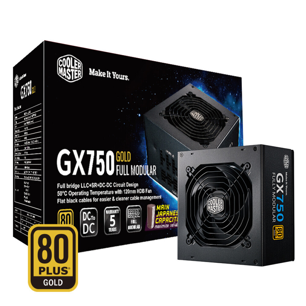 

Блок питания Cooler Master GX750 Gold, 750 Вт, черный