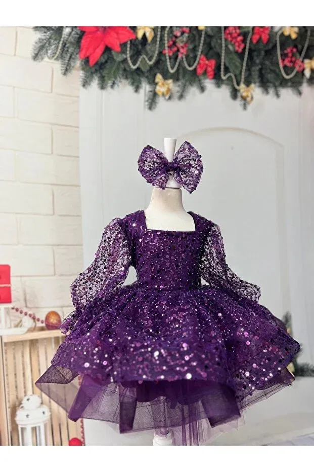 Детское платье для девочек с длинным рукавом Nissa, Purple — фото 3