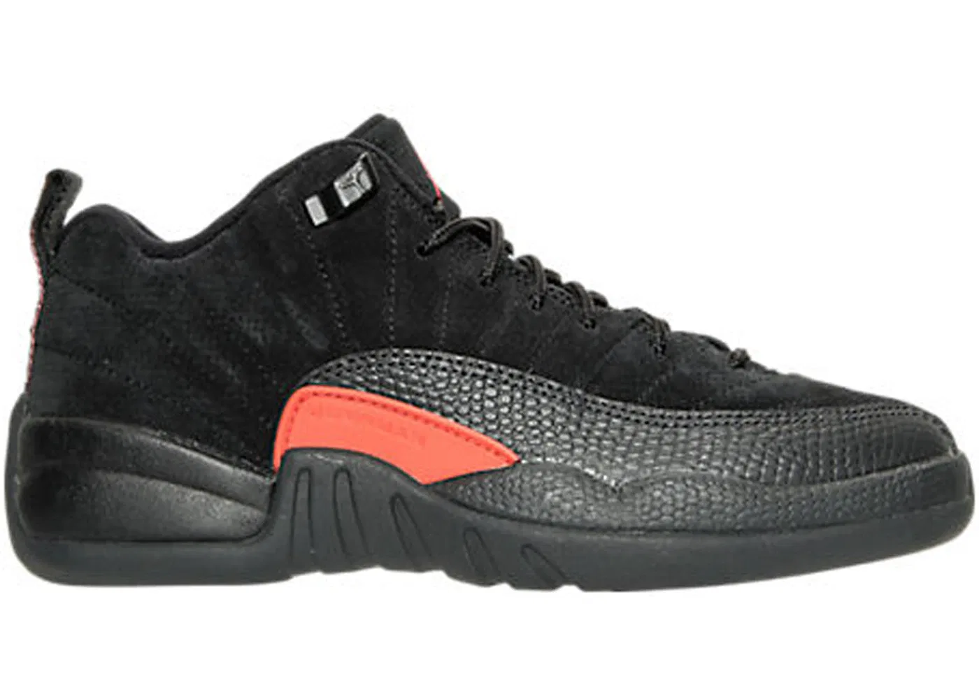 Детские кроссовки Lifestyle с принтом Jordan 12 Retro Low Jordan, Black/Max Orange-Anthracite-Metallic Silver