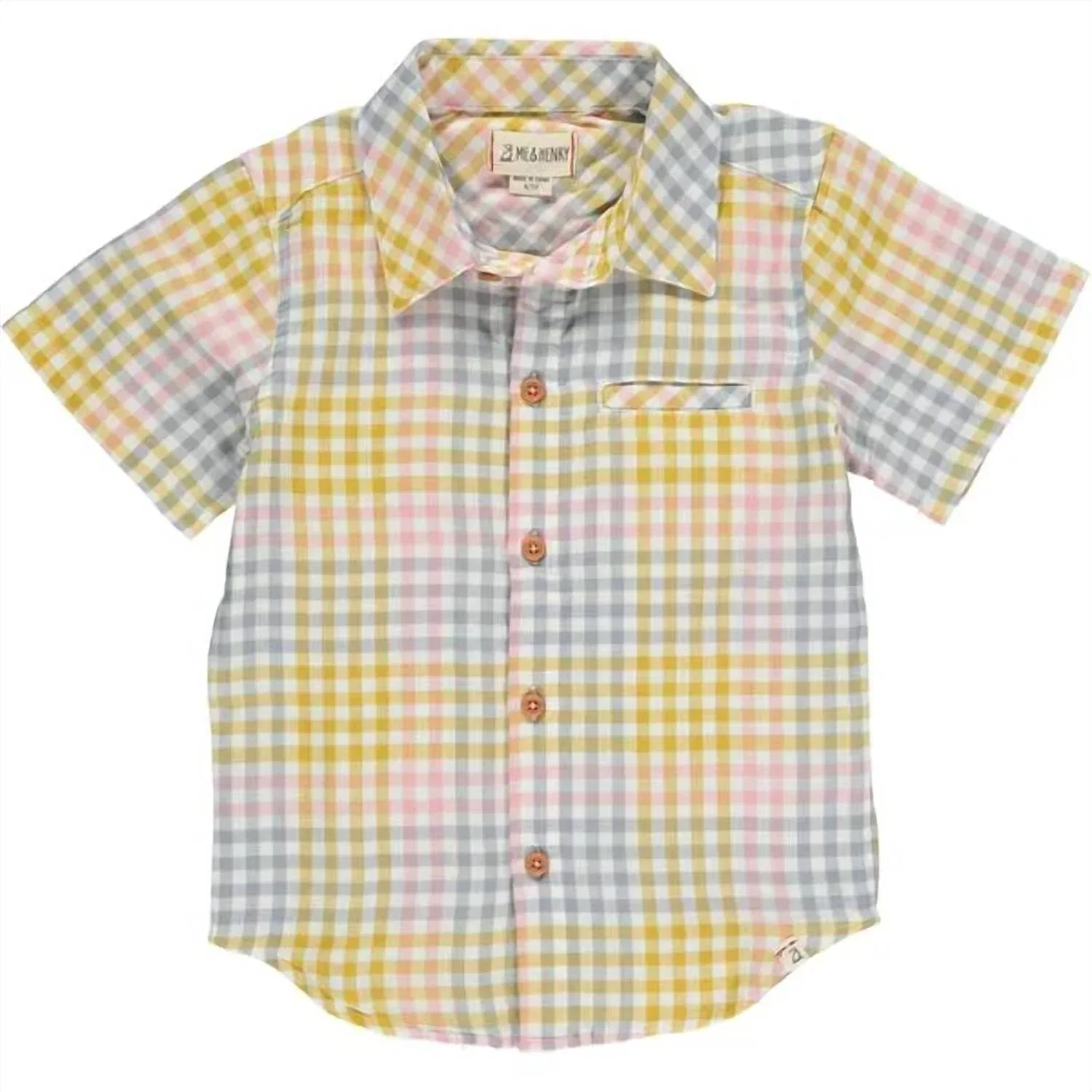 Детская рубашка для девочек с принтом Maui Aqua ME & HENRY, Yellow Plaid