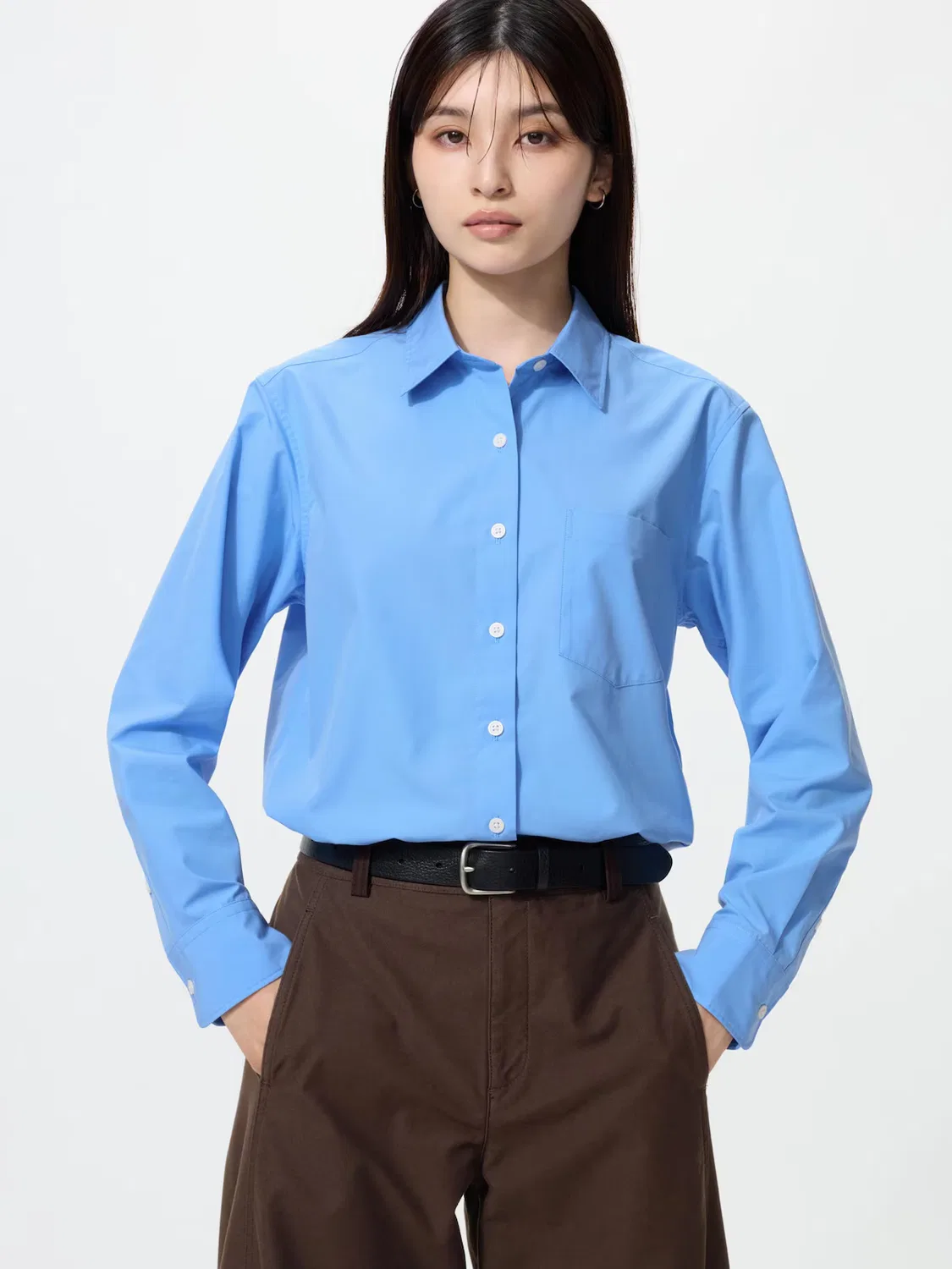 Рубашка Uniqlo, мужская, синяя