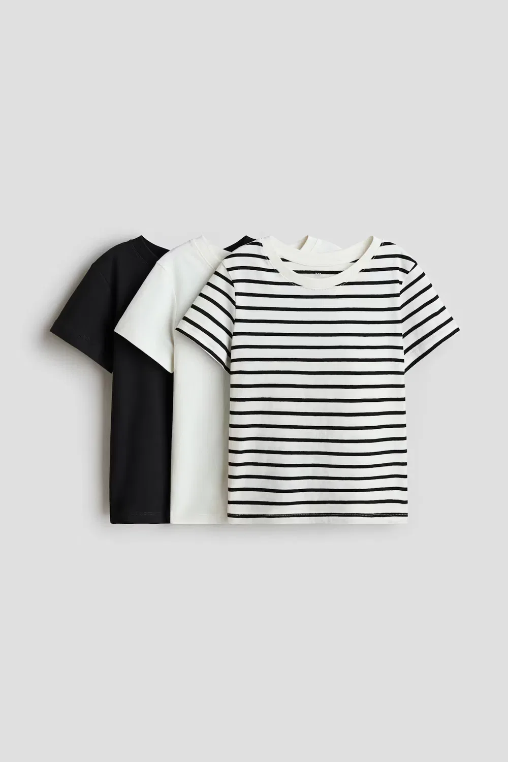 Набор из 3 хлопковых футболок H&M, Weiß/Gestreift