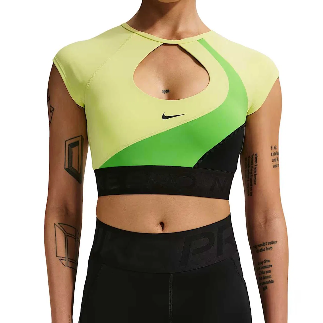 Спортивное белье для фитнеса Nike Pro, Medium Green/Black/Light Lemon/Black