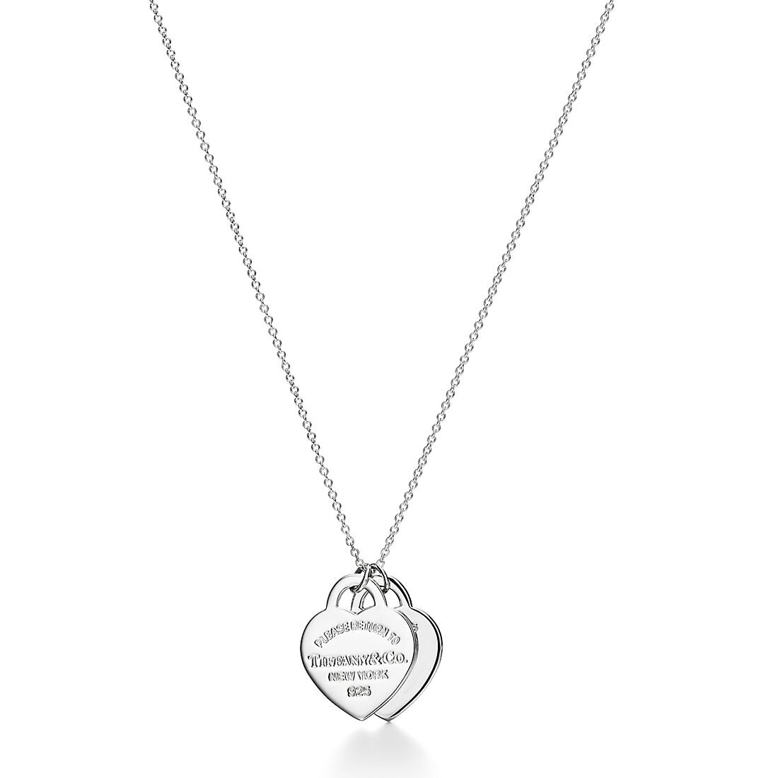 Подвеска Tiffany & Co. Return to Tiffany Blue Double Heart Tag, серебро/бриллиант — фото 2