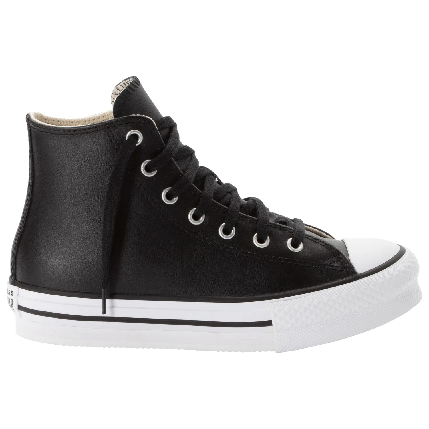 Детские кеды на шнуровке с платформой Converse, Black/Natural Ivory/White — фото 3