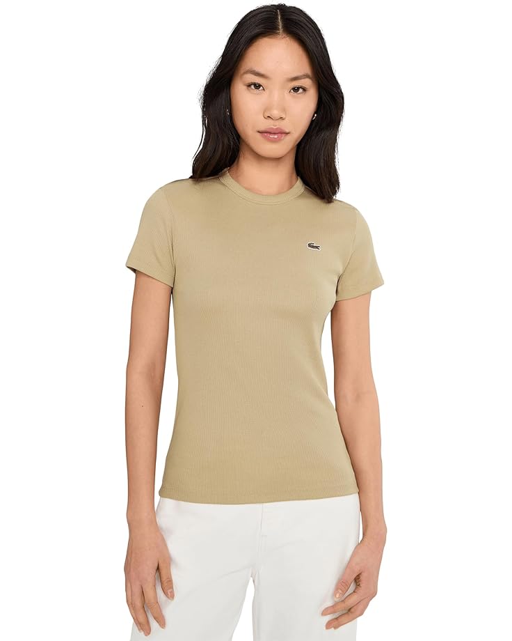 

Женская футболка Lacoste Slim Fit Ribbed Cotton, Beige
