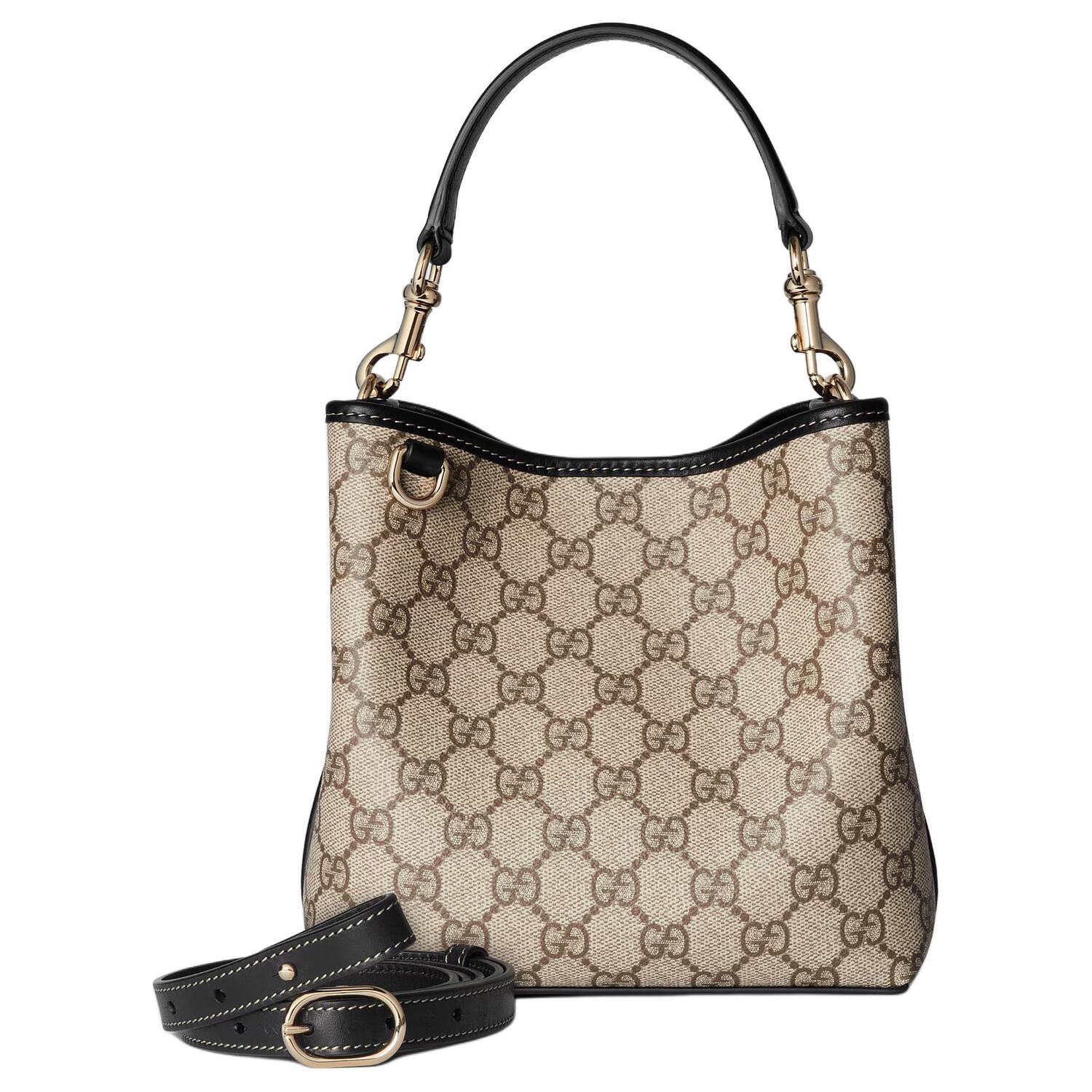 

GUCCI Портативная мини-сумка через плечо из лакированного холста женская бежевая и тёмно-коричневая